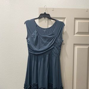 Garnet Hill, sleeveless gray dress. Beautiful detailing at bottom of the dress